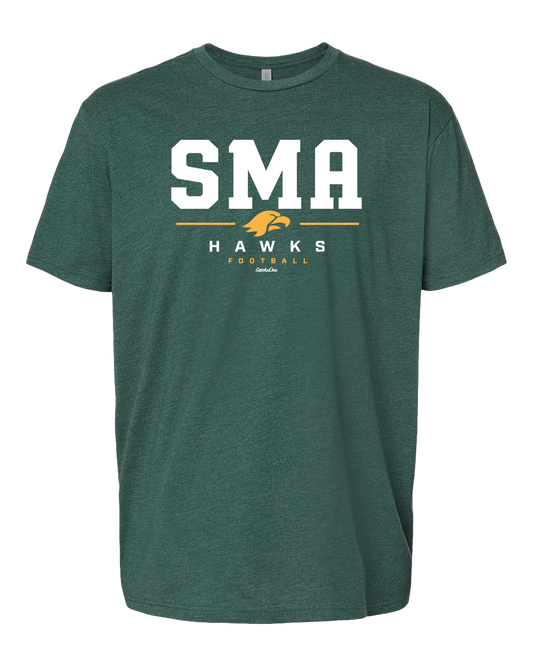 2026 SMA Hawks Football Heather Forest Green Tee